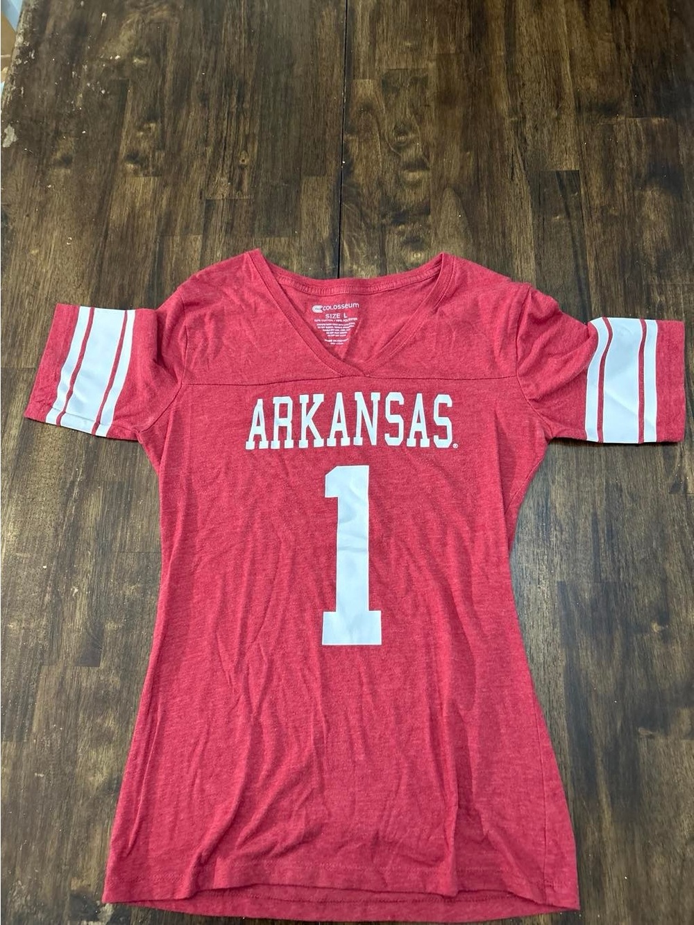 Colosseum Red Arkansas Kids Jersey Tee with White Accents